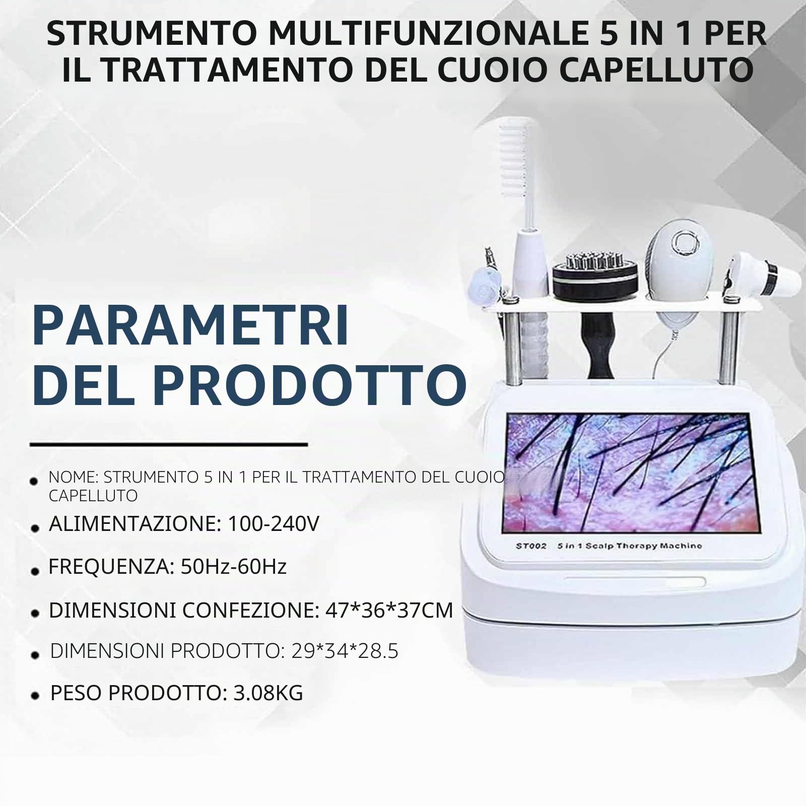 Analizzatore per Capelli E Pelle Microscopio Digitale LCD 10 in Portatile per Rilevatore Cuoio Capelluto, Macchina per Analisi Capelli Macchina Analisi Pelle Rilevatore Follicolo Pilifero