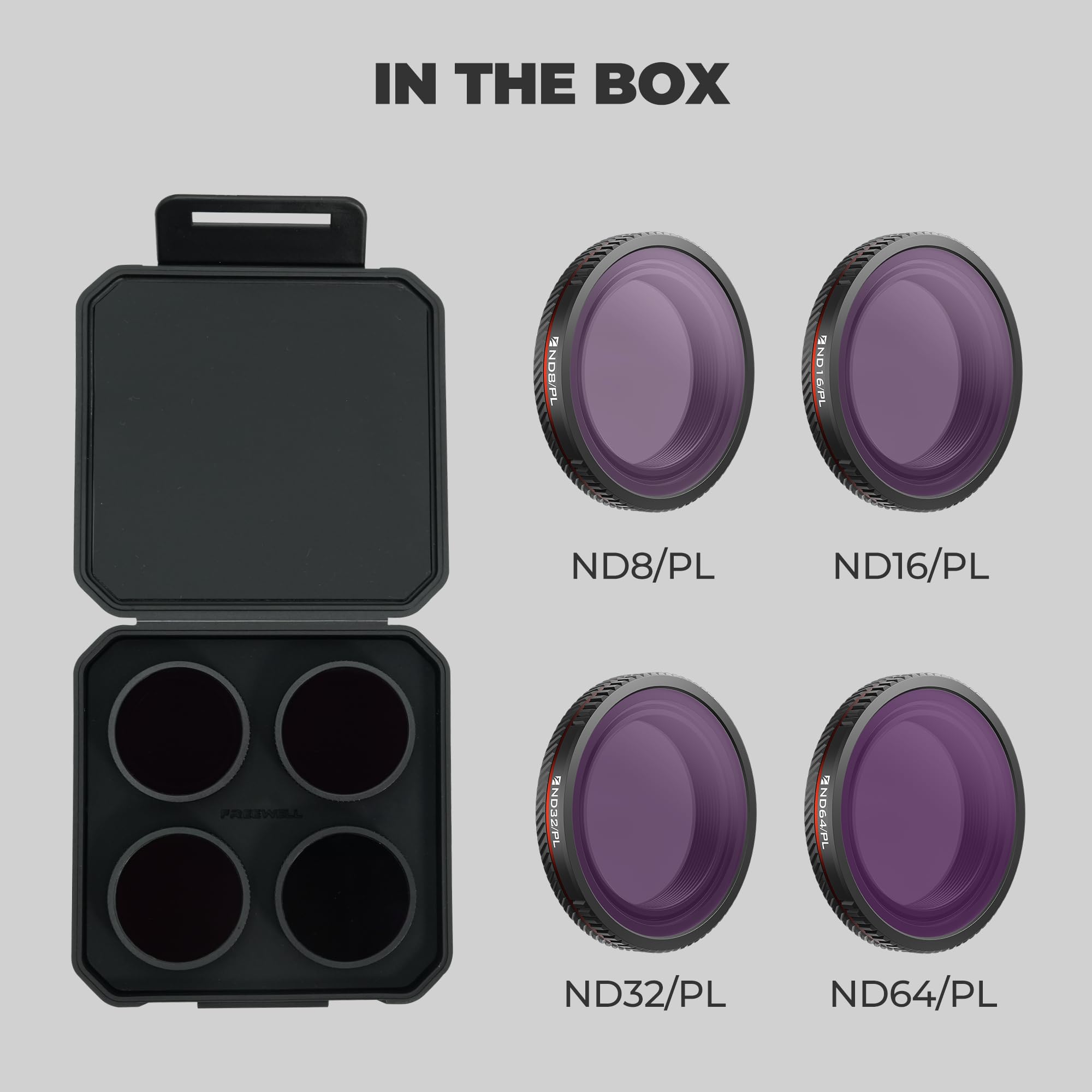 Freewell Zestaw filtrów Bright Day do filtrów DJI Osmo Nano | ND8/PL, ND16/PL, ND32/PL i ND64/PL