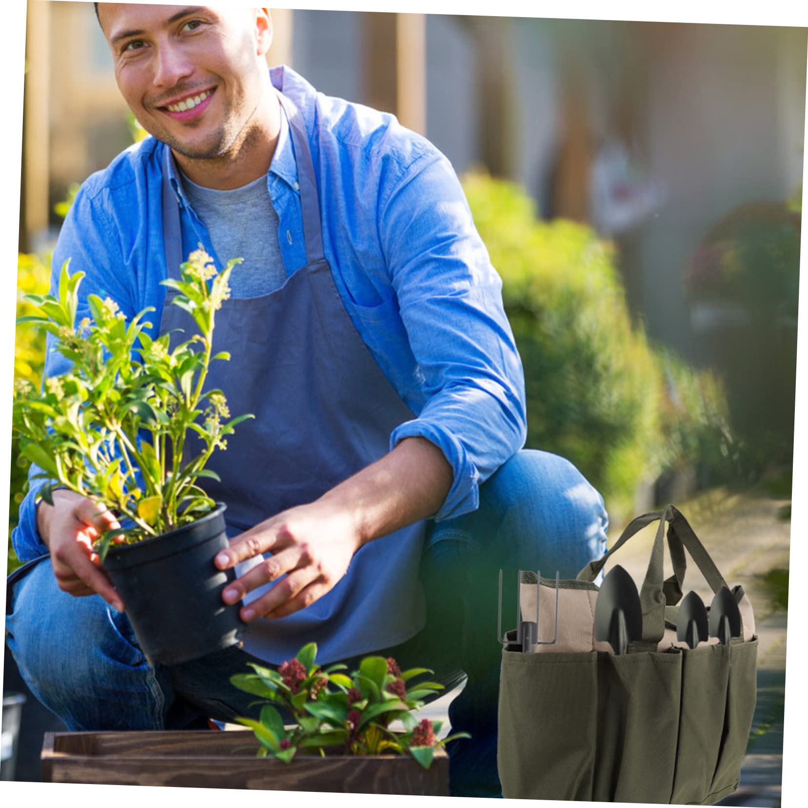 Artibetter 2pezzi Borsa da Giardinaggio Resistente Organizer Multifunzionale per Utensili da Giardino per Giardinaggio e La Conservazione Colori Militari