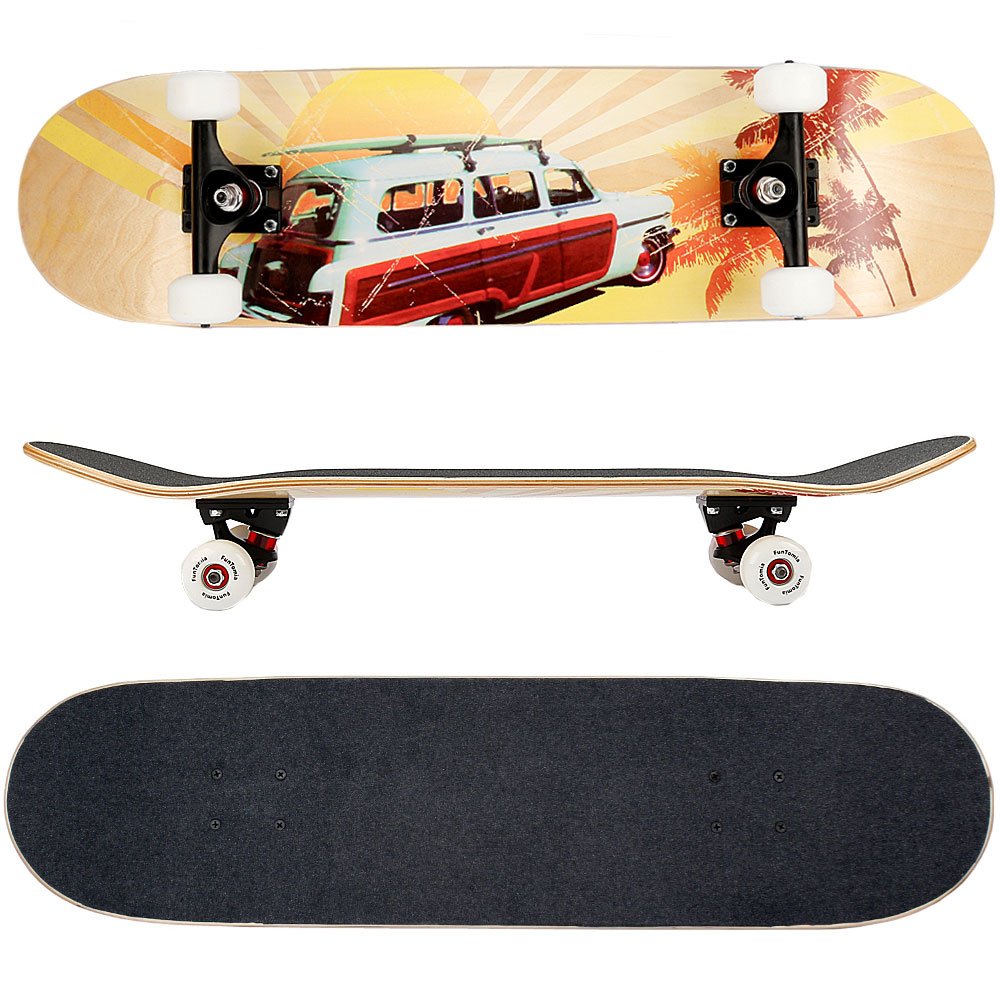 FunTomia Skateboard monopatín FunTomia con rodamientos y Rodillos de dureza 100A - Hecho con 7 Capas de Madera 100% Arce Canadiense — view 9