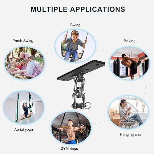 Miniatura 5 de Percha para bolsas pesadas, colgador de techo para saco de boxeo, gancho de rotación de 360 para boxeo, artes marciales mixtas, yoga aéreo, hamaca y