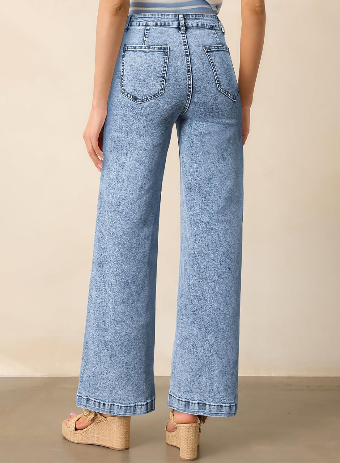 Astylish Womens Jeans Wide Leg High Waisted Stretchy Straight Leg Jeans Trendy Ankle Denim Pants with Patch Pocket - Image 2