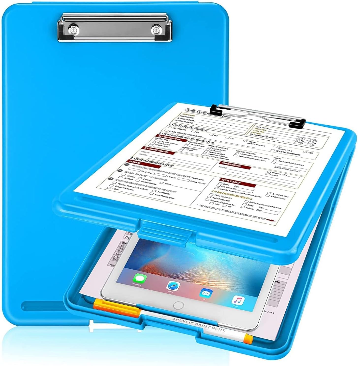 A4 Clip Pad/Clipboard with Storage Case for Paper and Document File Storage Holder, Writing Pad, Plastic Clipboard Ideal for Nurse Ped, Students Ped, Teachers, Office, (PCS-1). ()