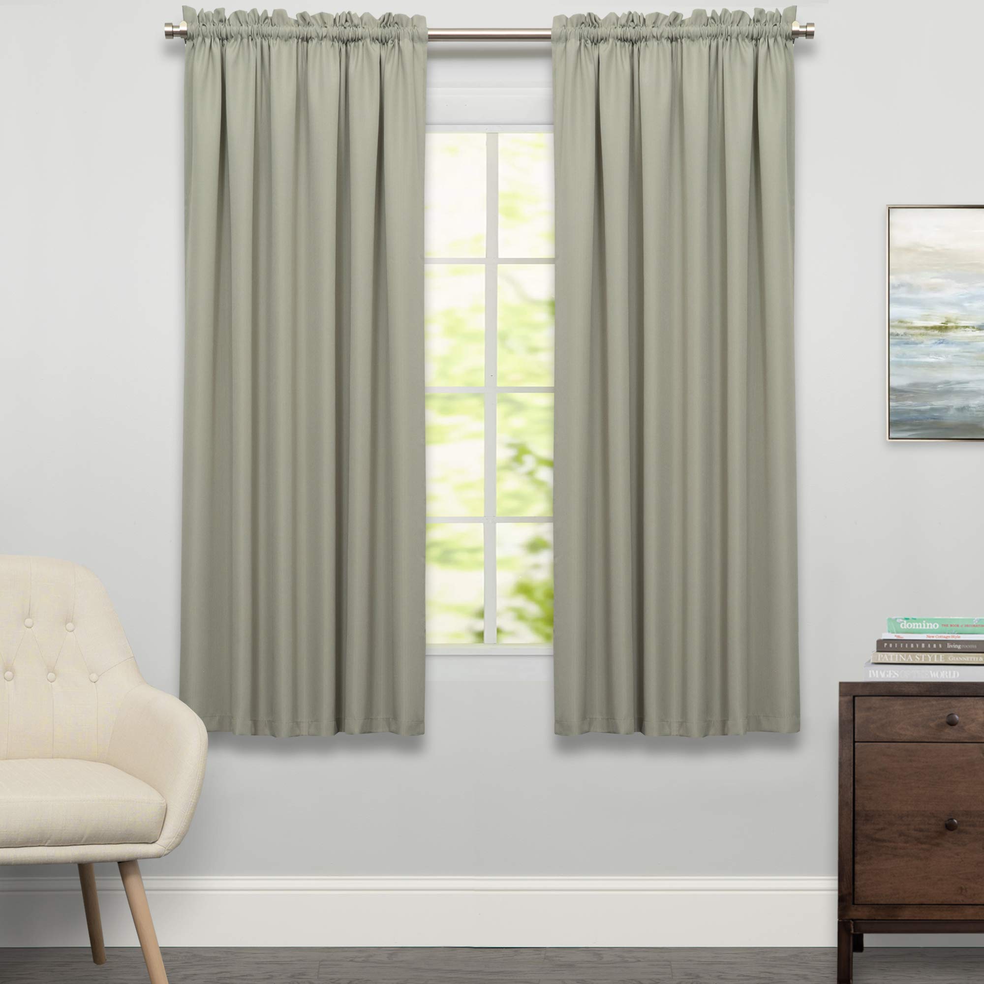 Sweet Home Collection Window Curtains Treatment Panel 63" or 84" Long in Stylish and Unique Patterns and Designs for All Home Décor Ribcord Sage, 63" Panel