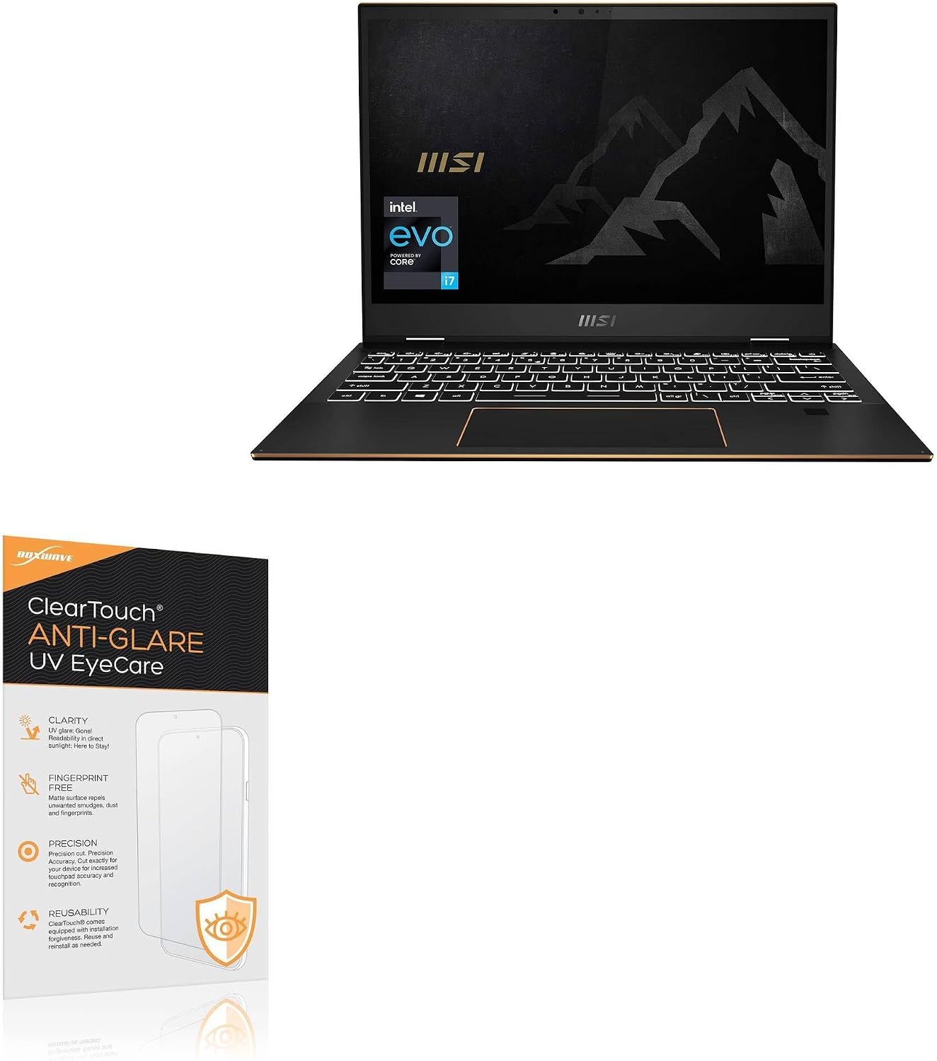 BoxWave Screen Protector Compatible with MSI Summit E13 Flip EVO Professional (13 in) - ClearTouch Anti-Glare Anti-UV EyeCare (2-Pack), Filters Out Harmful Blue Light Reduce Fatigue