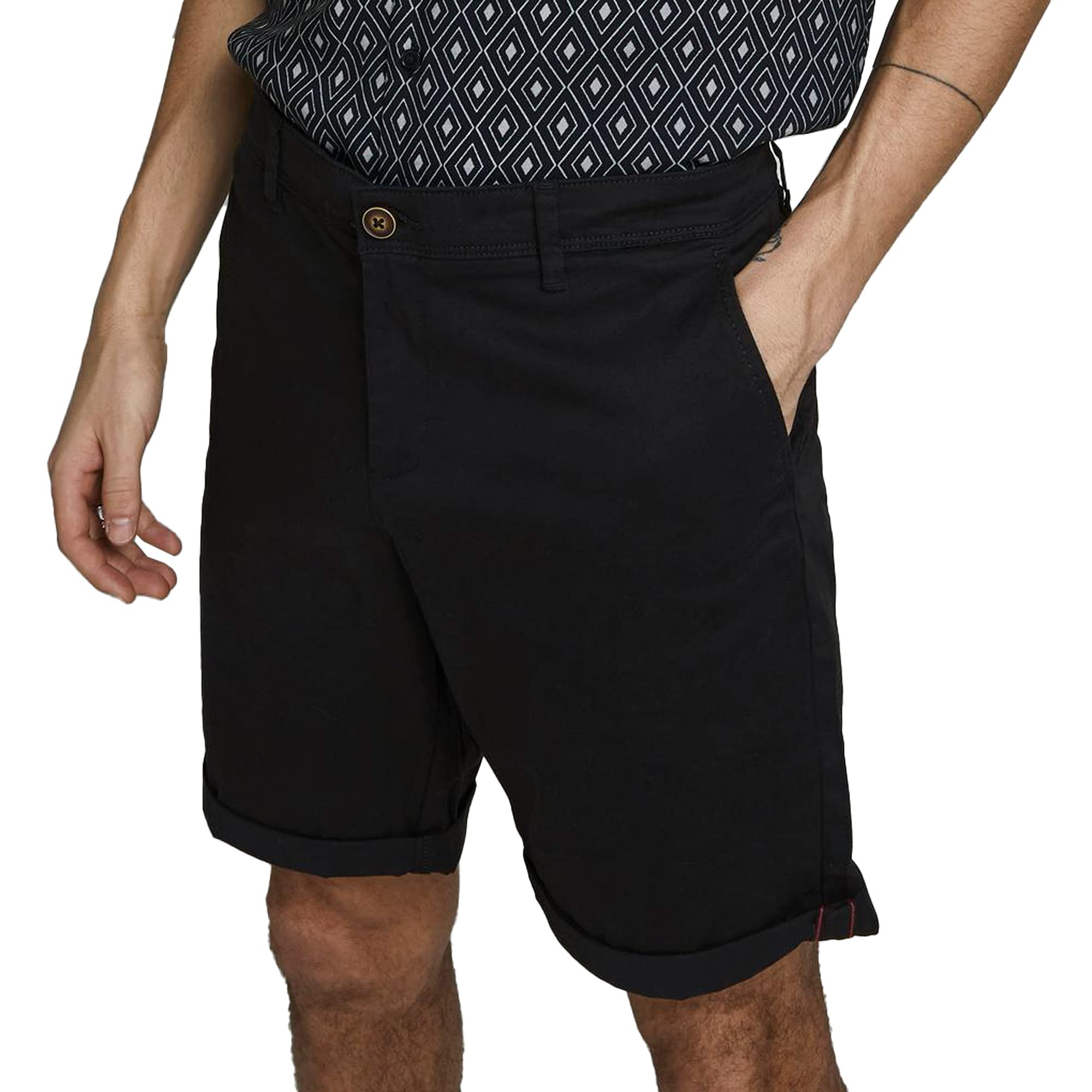 JACK & JONES Chino-Shorts, Chino-Shorts, Regular Fit, Black Bowie, S