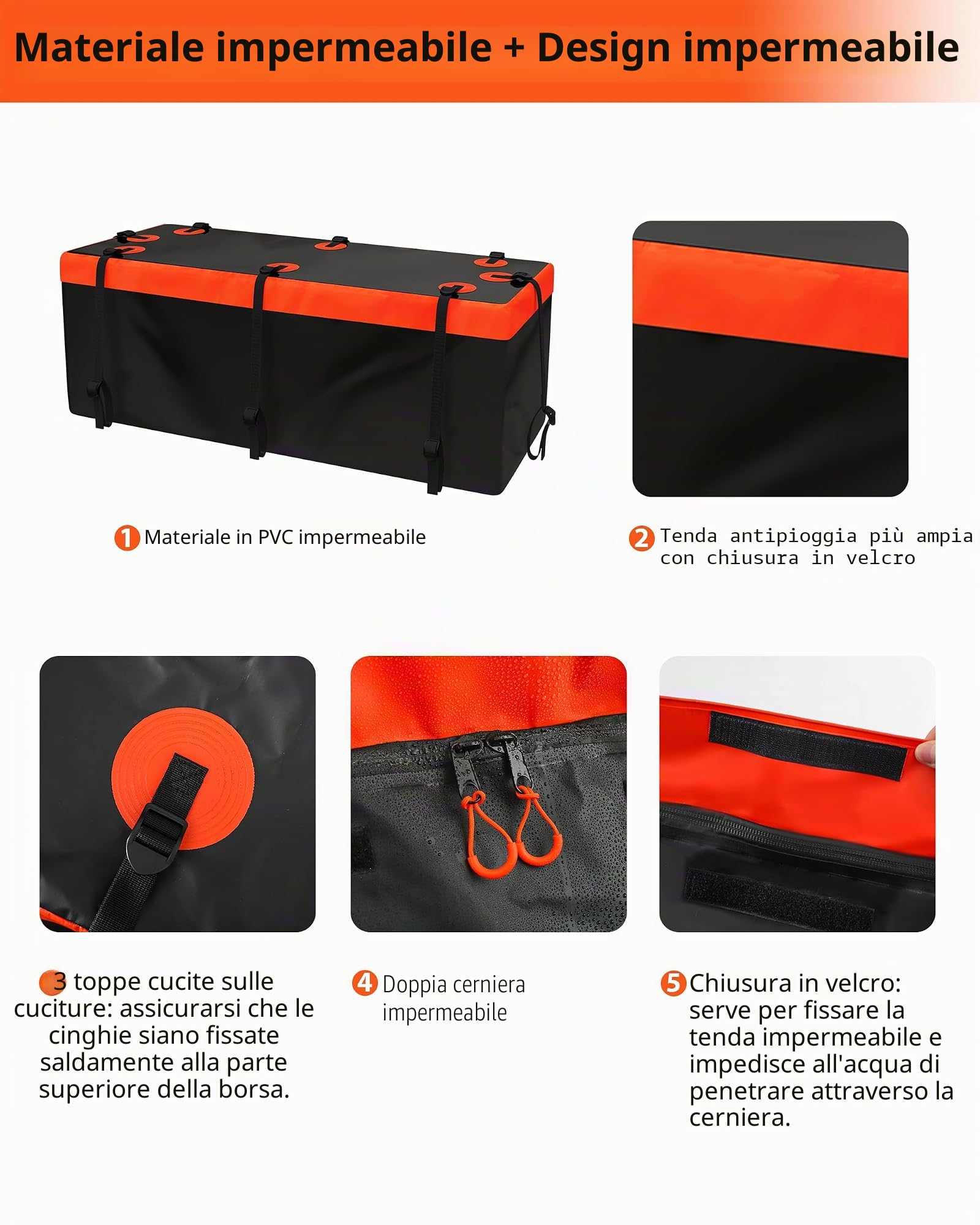 Signstek Portabagagli posteriore softshell per gancio di traino, custodia posteriore impermeabile, 15 piedi cubi, borsa posteriore pieghevole da 430 l, 147 x 48 x 61 cm