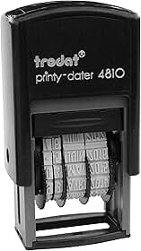 Carimbo Datador Automático Trodat Printy 4810 Impressão 25x3,8 mm, Formato DD MM AAAA, Tinta Preta, Compacto, Leve, Resistente, Ideal para Escritórios, Empresas, Uso Profissional e Pessoal