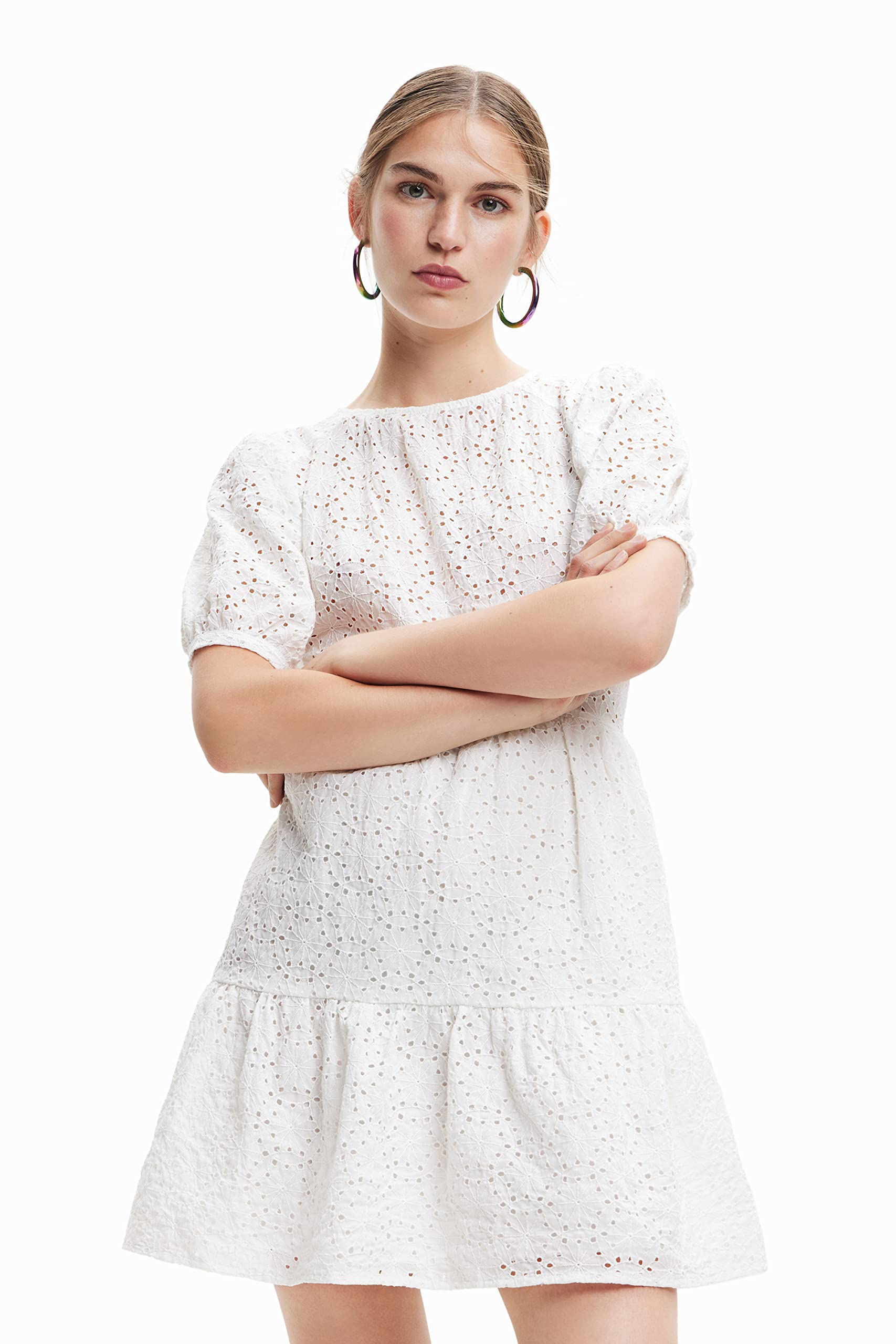 Desigual Vest_Limon 1000 Vestido, Blanco, XL Mujeres
