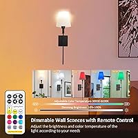 Vista 2 de Wall Lights Battery Operated Wall Sconces Set Of 2,Black Rechargeable Wall Light With Wireless Remote Dimmable,12 Colors Modes Cordless Battery