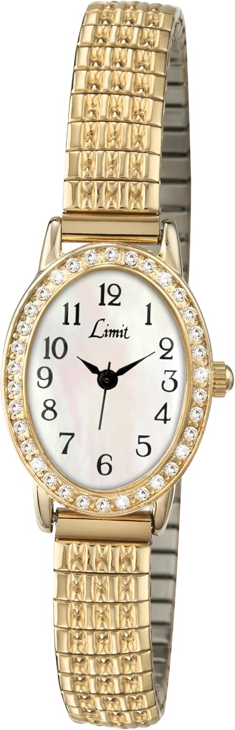 Limit Women's Quartz Watch with White Dial Analogue Display and Gold Stainless Steel Bracelet 6030.01, White/Gold