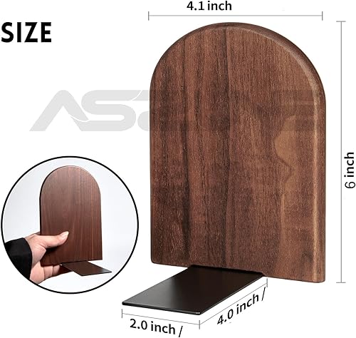 Miniatura 2 de Extremos para libros pesados, 2 pares de sujetalibros de madera resistente, sostiene libros pesados, antideslizante, perfecto para escritorio de