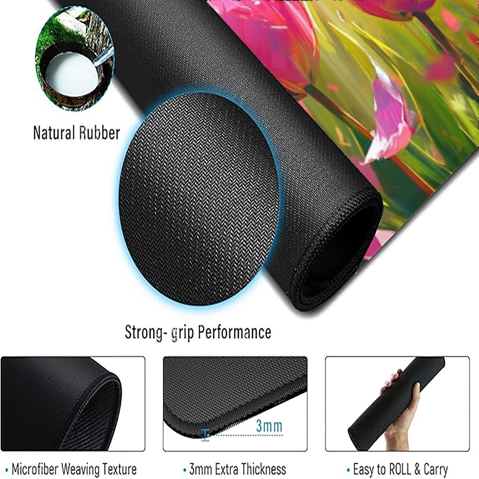 Podkładka pod mysz różowa XXL 1400 x 700 mm mata biurkowa kwiaty podkładka pod mysz jednoczęściowa gumowa podstawa antypoślizgowe krawędzie akcesoria biurowe praca szyta mysz do komputera biurowego