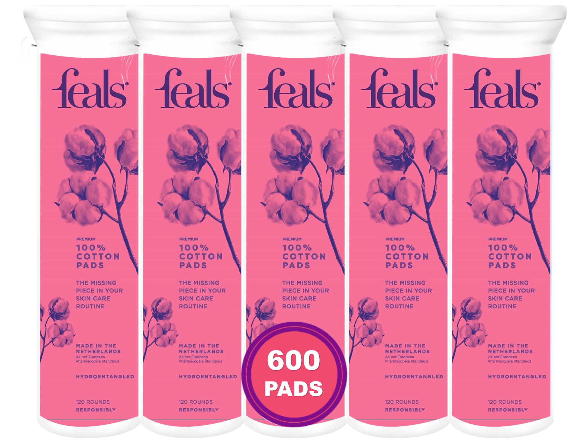 Feals Cotton Pads for Makeup Removal, 600 Pads, 100% Natural and Gentle Cotton Pads, Ideal for Skincare Routine, Applying Face Toner, Cleaning, Cleansing, and Makeup Removal, Ideal for All Skin Types, For Eye & Face Makeup Removal, Nail Polish Removal, Pack of 5 (120 pads each)-image-27