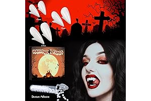 Realistic Werewolf Teeth for Adults (3 Sizes), Fake Vampire Fangs for Halloween Party Accessories
