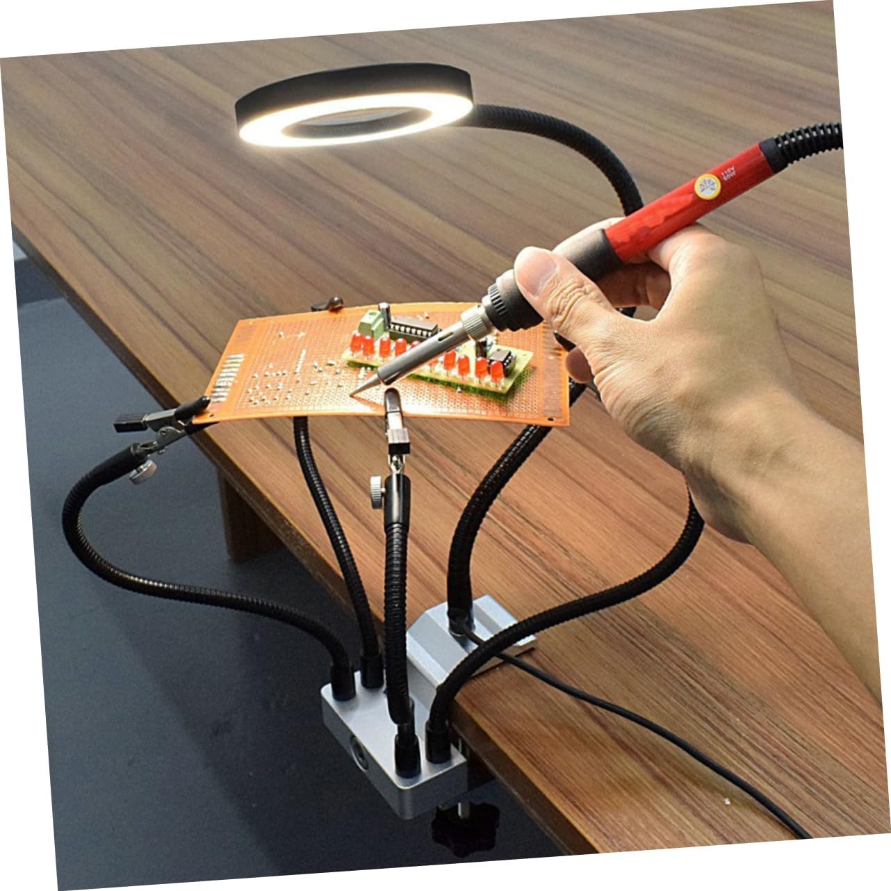 DOITOOL Workbench Lamp Magnifying Light Stand LED Desk lamp Desktop Welding Light Cosmetic Table lamp Magnifier LED Magnifier Lamp