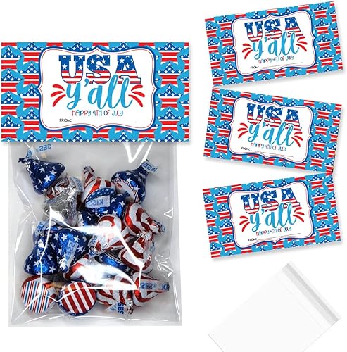 Miniatura 1 de Amanda Creation USA Y'all Happy 4th of July - Juego de 20 bolsas con 20 bolsas autoadhesivas también incluidas