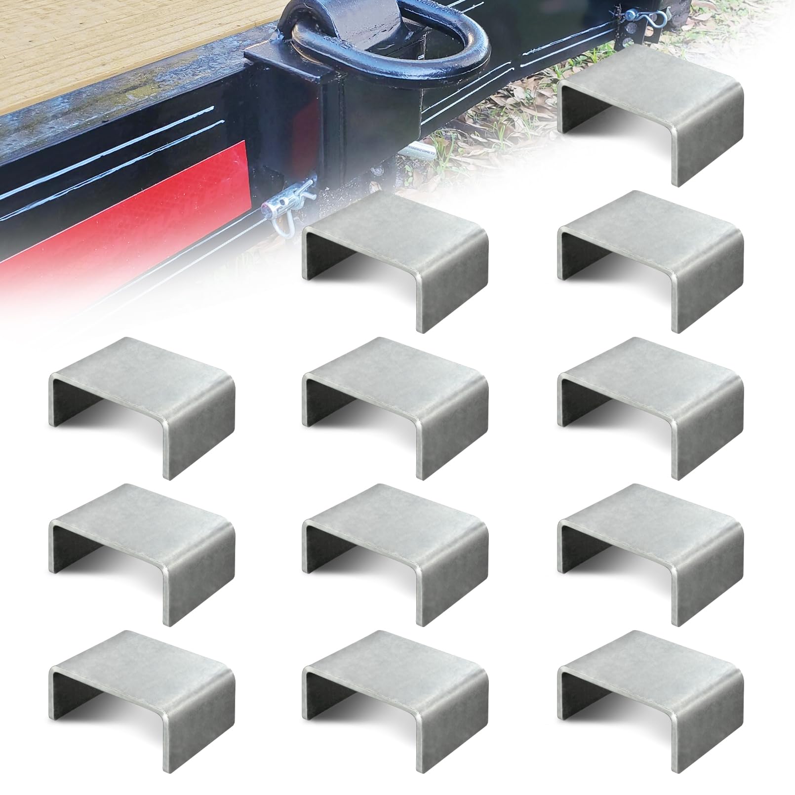 lanbosHeavy Duty Weld On Steel Stake Pocket Anchors for Flatbed Trailers and Trucks, 2x4 Weld On Steel Bracket (12 Pack)