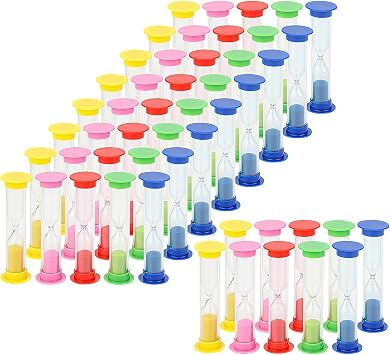 MUKCHAP 50 PCS 1 Minute Sand Timer, 8.7 x 2.5cm Colorful Hourglass Sandglass Timer, 5 Colors Small Plastic Sand Clock for Home, Office