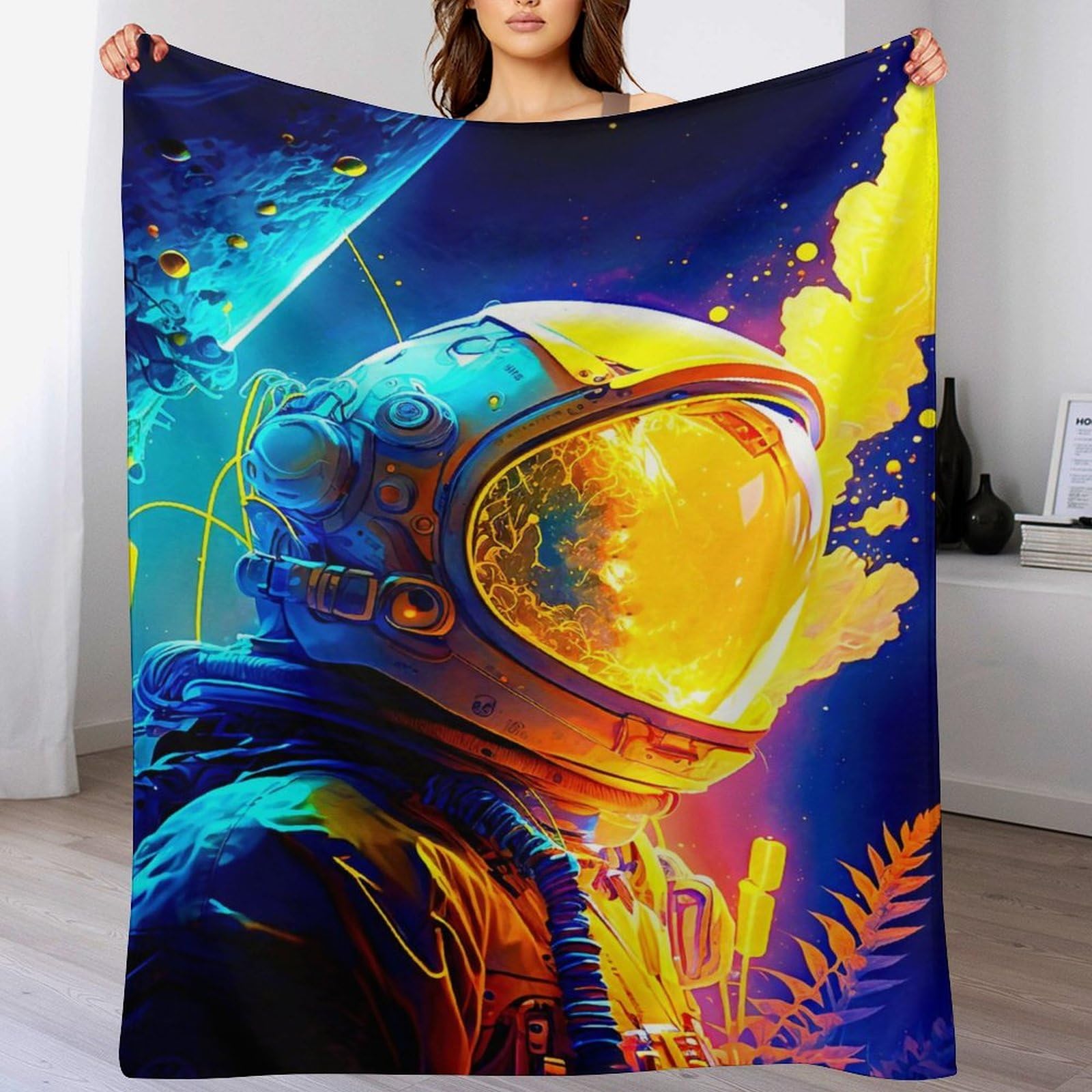 Couverture polaire douce flannel couverture astronaute chaude toutes saisons pour grand lit