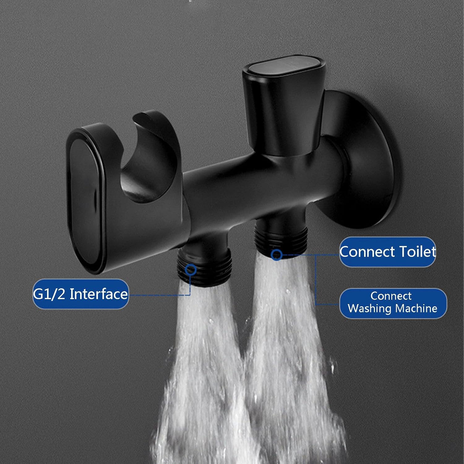 Hand Held Toilet Bidet Sprayer Head, Black Jet Spray for Toilet High Pressure Muslim Shower for Toilet Brass Bathroom Shower Bidet Tap Spray with Retractable Spring Hose