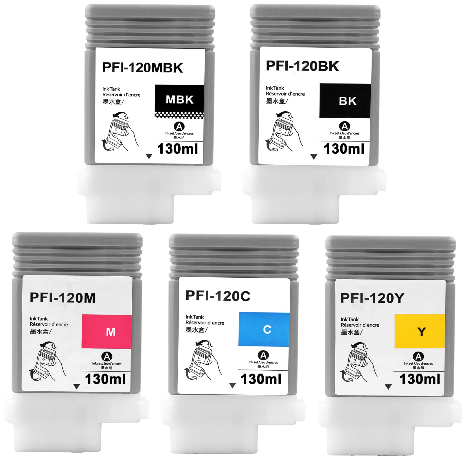 PFI-120 Ink Cartridge PFI120 Tank Bundle PFI-120MBK PFI-120BK(5-Pk)
