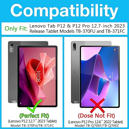 Miniatura 2 de Funda transparente para Lenovo Tab P12 12.7 pulgadas TB-370FU y Tab P12 Pro TB-371FX 2023 Release Tablet Ultra Clear Soft Flexible Case Transparente