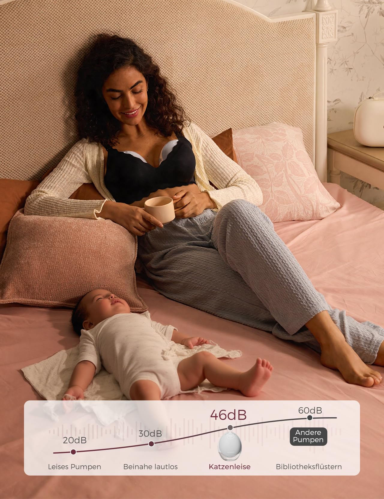 Momcozy M9 Mobile Flow Milchpumpe Elektrische handsfree 1 Pack Rot | App-Steuerung, Personalisierte Multi-Modi & 15 Stufen, Tragbare Pumpe, 24 mm Brusthaube 150 ml