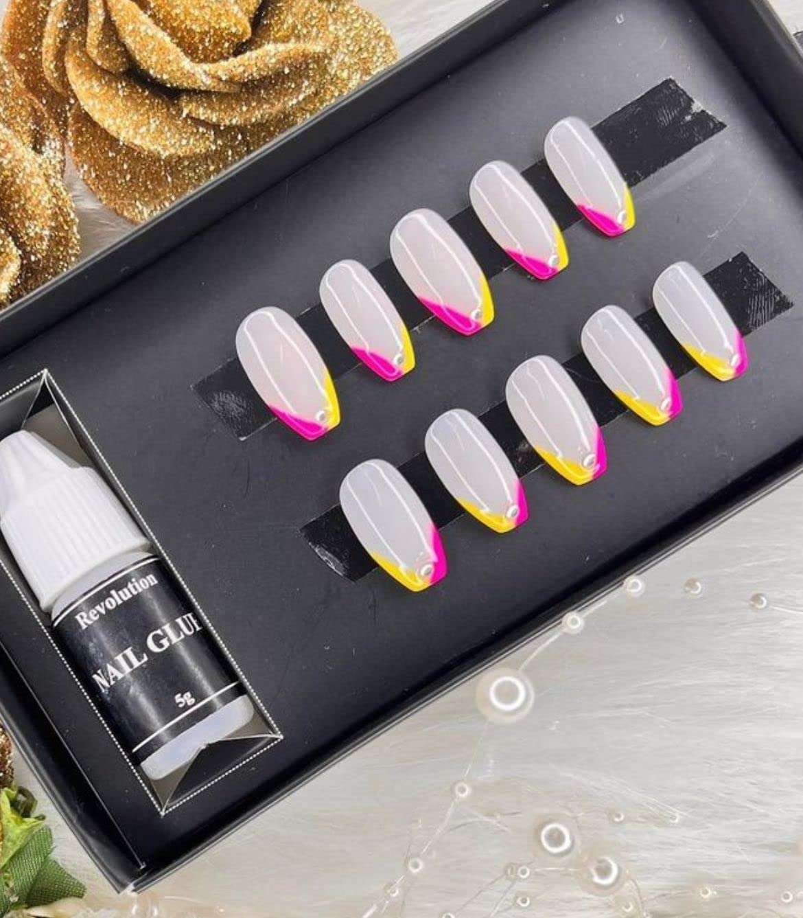 AMOK STORE nail set, nail design, nail glitter, nail tip, french tip, fake nail, false nail, nail extension, nails with glue artificial press on nail