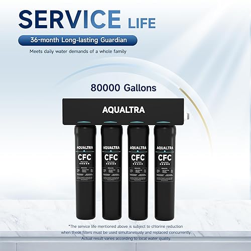 Miniatura 8 de AQUALTRA USF-4B-15 Filtro de agua debajo del fregadero, sistema de filtración de agua debajo del fregadero de 80000 galones, filtro de fibra de