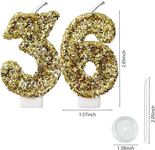 Miniatura 410 de Velas de números con purpurina de oro rosa de 2.8 pulgadas, muchos colores, regalos de cumpleaños de 22 años, velas de cumpleaños, velas de números