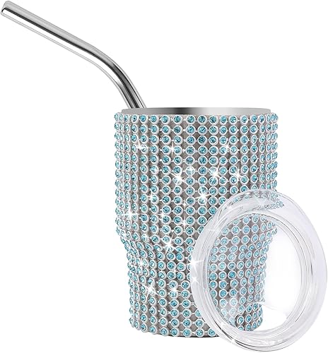 Bling Mini vaso de chupito, vaso de chupito de 3 onzas, vaso de chupito de diamante con pajilla, vaso de chupito pequeño con purpurina para servir