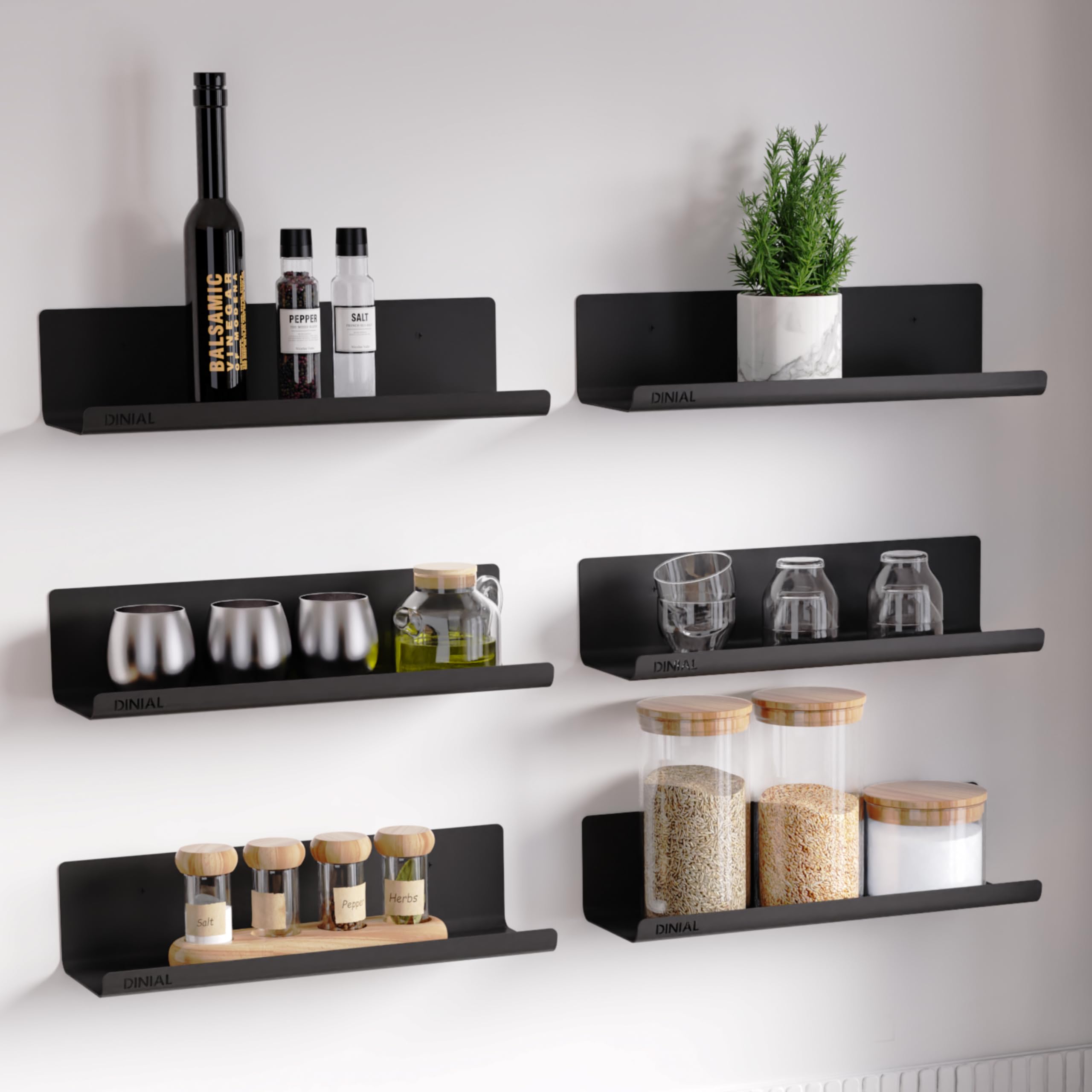 Estantes flotantes para pared, paquete de 6 estantes de metal de 32 x 10 cm, decoración de habitación para librería/exhibición de discos de vinilo/fotos/imágenes en dormitorio, sala de estar