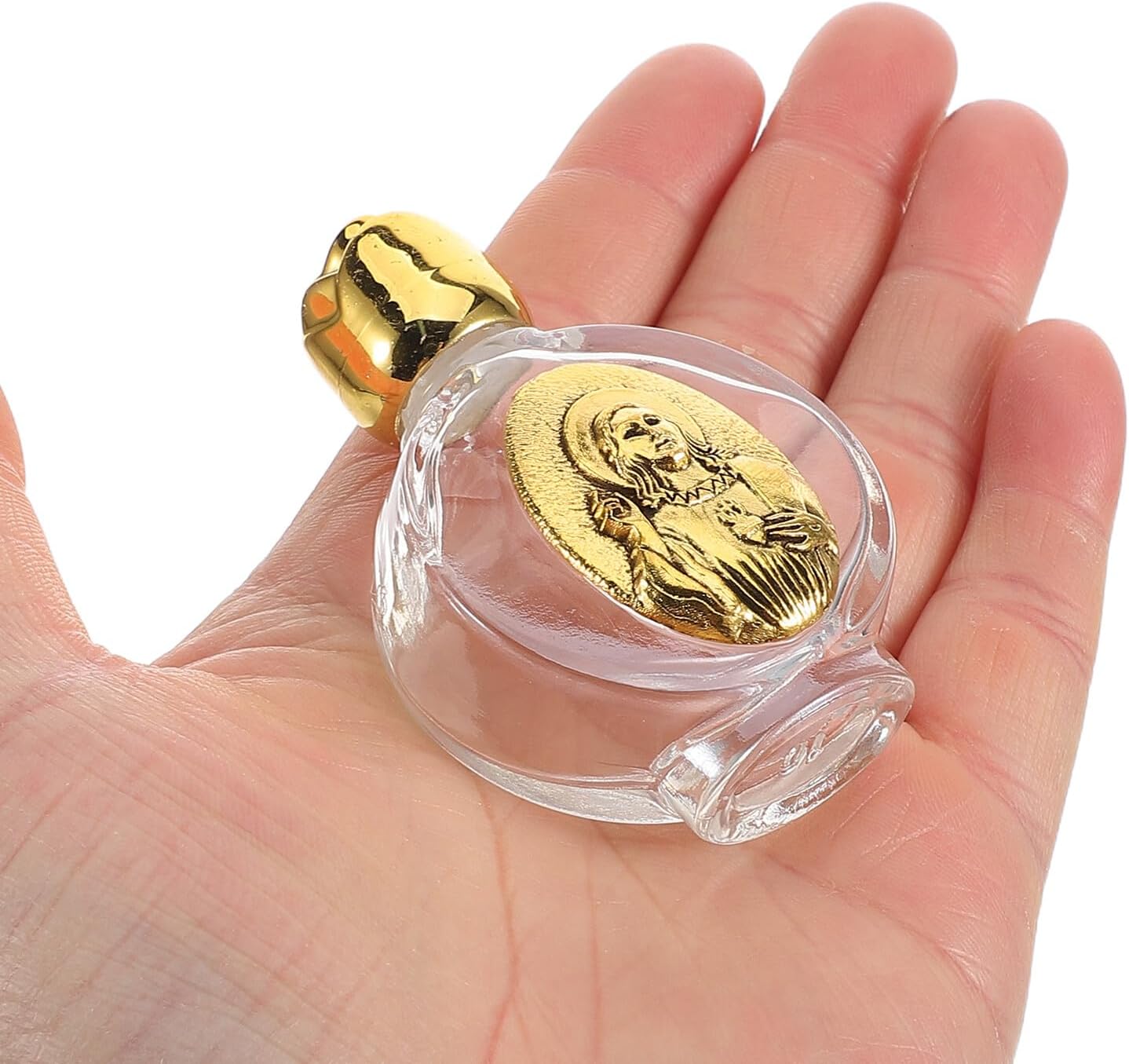 Homoyoyo 4pcs Decorative Glass Holy Water Bottles with Rose Embossed Design, Mini Refillable Vials for Baptism Wedding Festival, Portable Religious Ceremony Containers, 11ml and 16ml Set