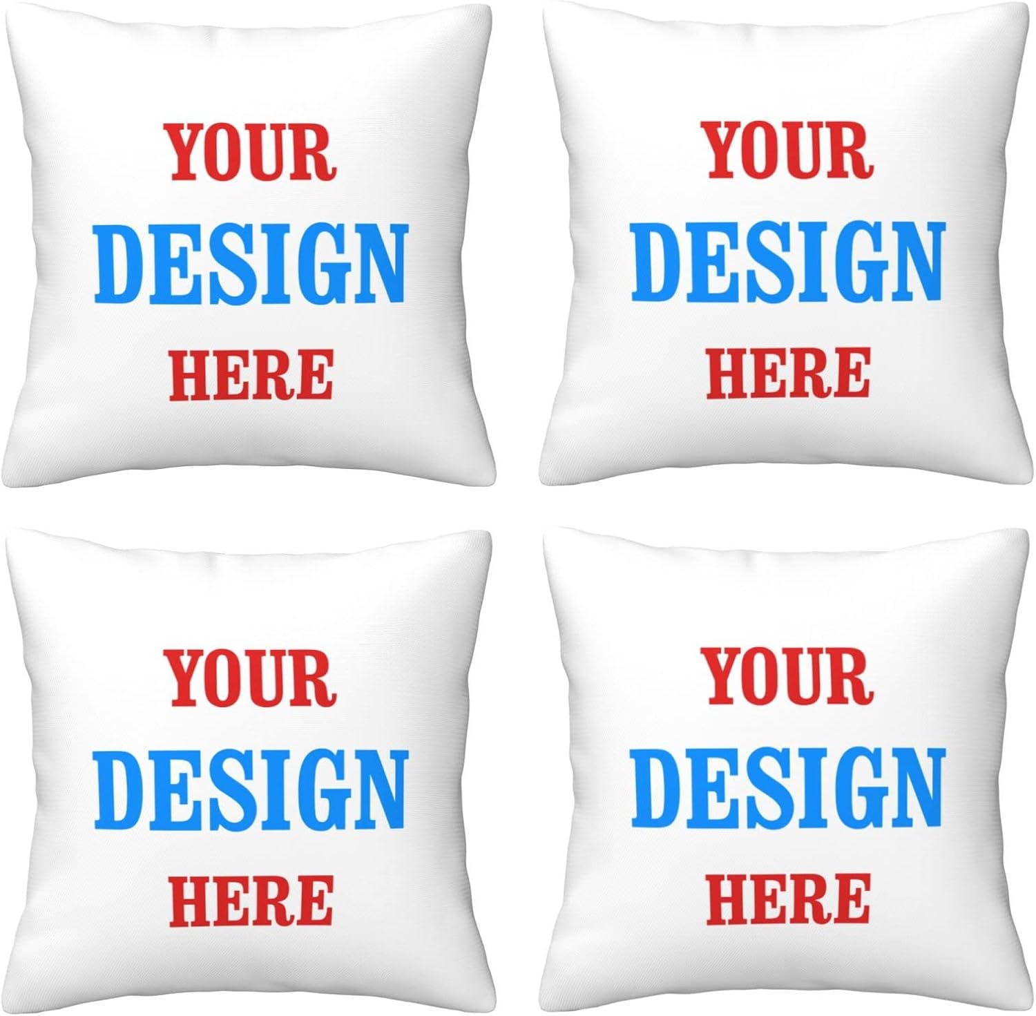 Custom Pillow-Case Personalized Throw-Pillowcase Pillow-Cover - Customized Two-Sides Printed Decorative Cushion Covers(Same Design Front and Back Polyester Set of 4,18"x18")