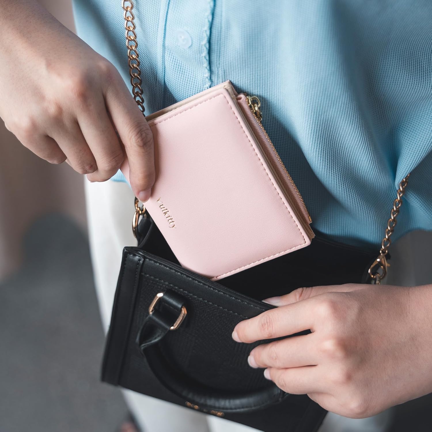 Vulkitty Small Wallet for Women with Coin Pocket RFID Blocking Card Holder Wallet Bifold Wallet Quality Leather, Soft Pink - Image 6