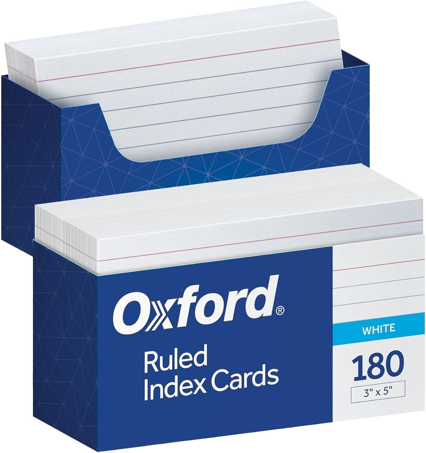Oxford Ruled Index Cards with Reusable Storage Tray, 3” x 5”, Flashcards for School and Studying, Recipes, Note Cards, 10 Packs, 1,800 Total (73168)