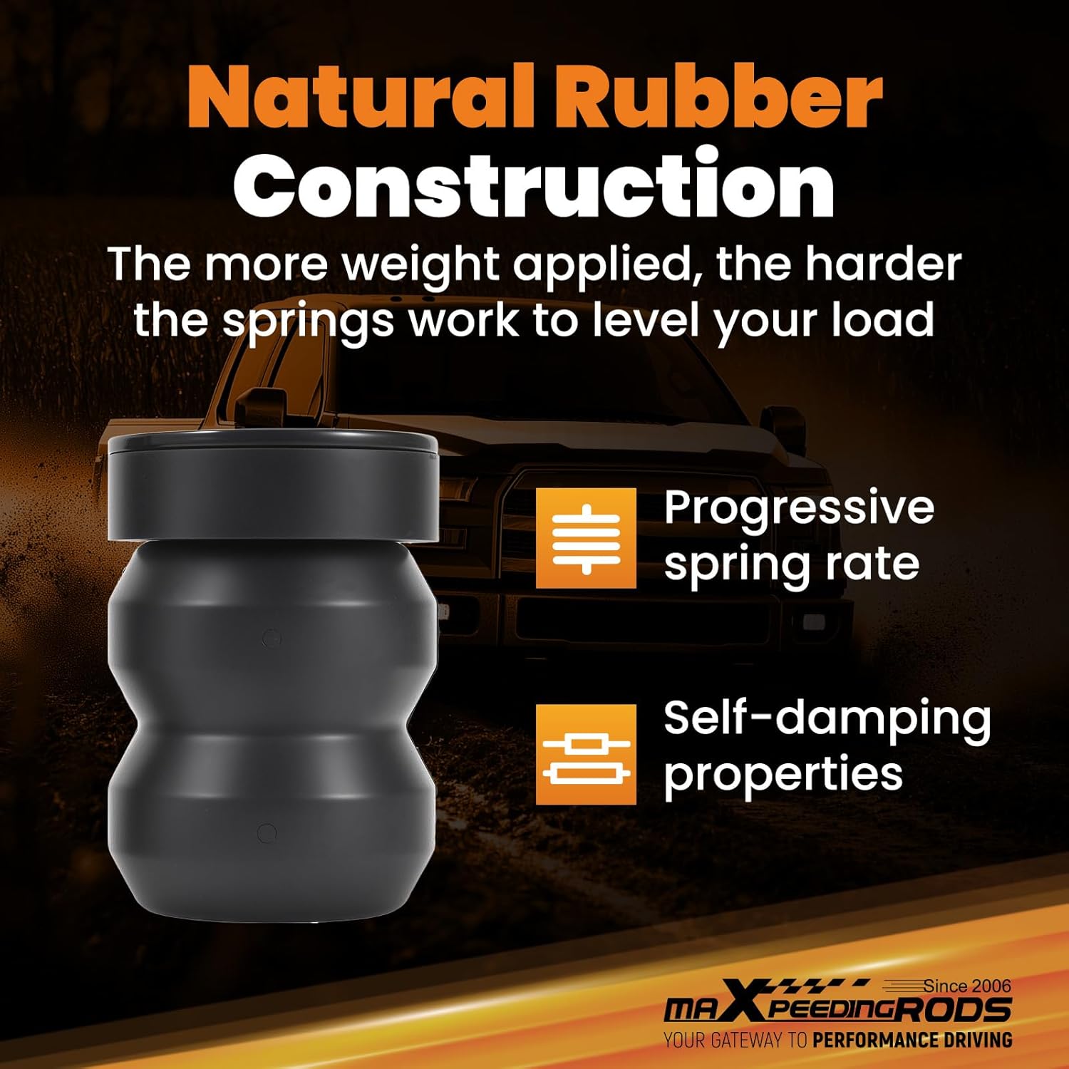 maXpeedingrods Suspension Enhancement Rear Kit Lbs for Chevrolet Silverado GMC Sierra 1500 2019-2025 Rubber Helper Spring Kit