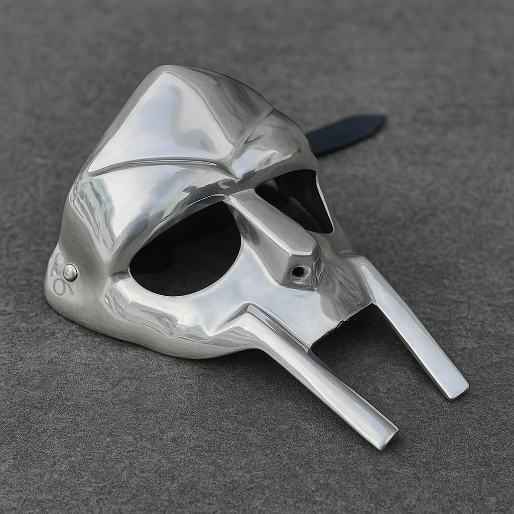 MF Doom Mask Roman Gladiator Helmet, Medieval Knight Viking Steel Face Mask for Men & Women, Reenactment Cosplay Armor Costume Prop for Halloween Party - Image 3