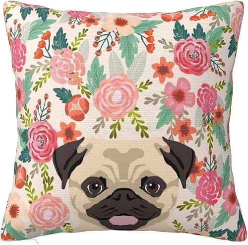 Fundas de almohada con estampado de lindos perros carlino, amantes de las mascotas, para dormitorio, cama y sofá, fundas de almohada cuadradas