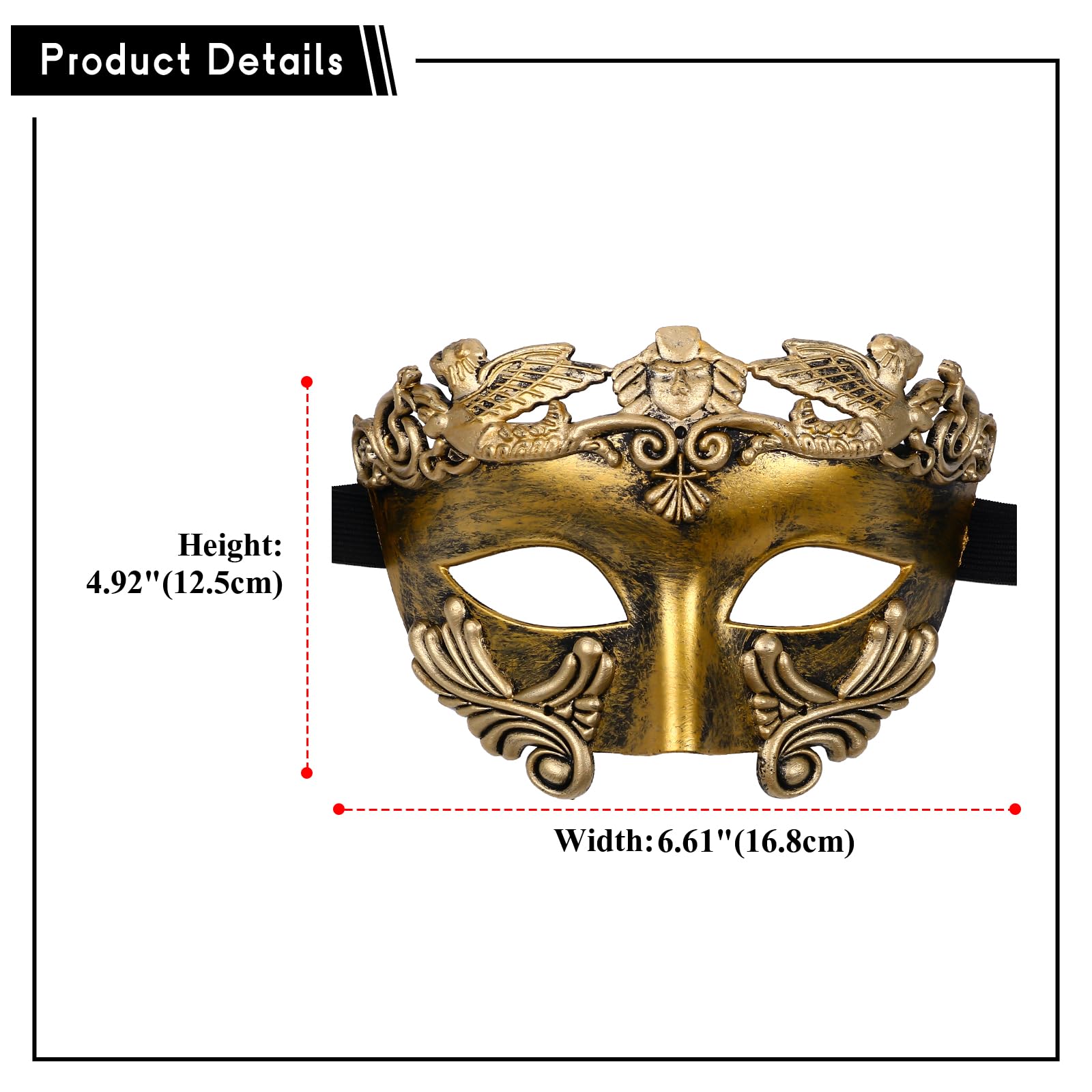 Oidea Masquerade Mask for Men: Vintage Ancient Greek Roman Warrior Phantom of The Opera Mask Halloween Venetian Mardi Gras Carnival Prom Party Masks Antique Gold - Image 4