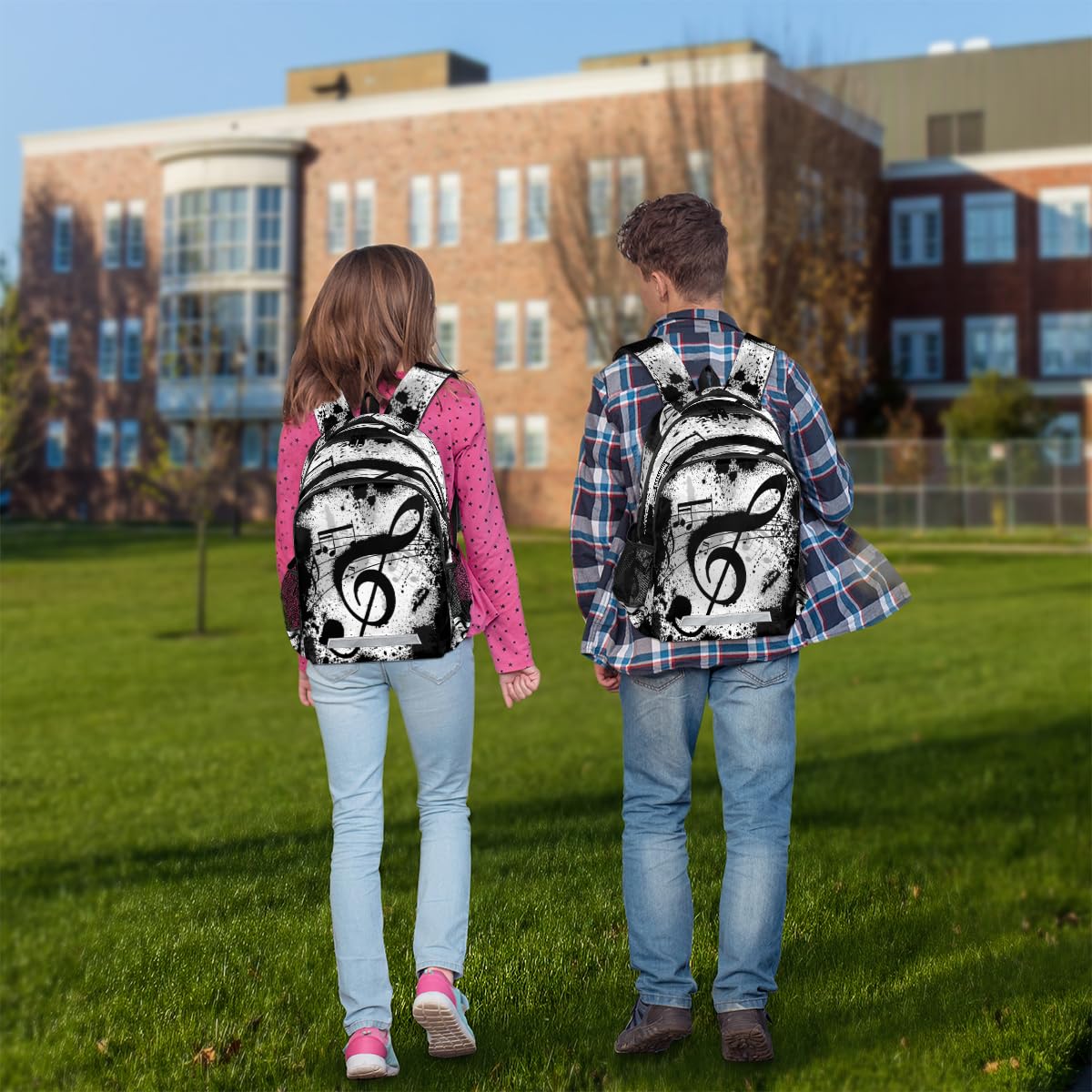 TropicalLife Noten-Rucksack für Kinder, Mädchen, Jungen, Herren, Damen, Schwarz, Musiknoten, Multifunktions-Rucksack, Schule, Büchertasche, 20 l, Laptop-Tasche, Reisen, lässiger Tagesrucksack, farbig,