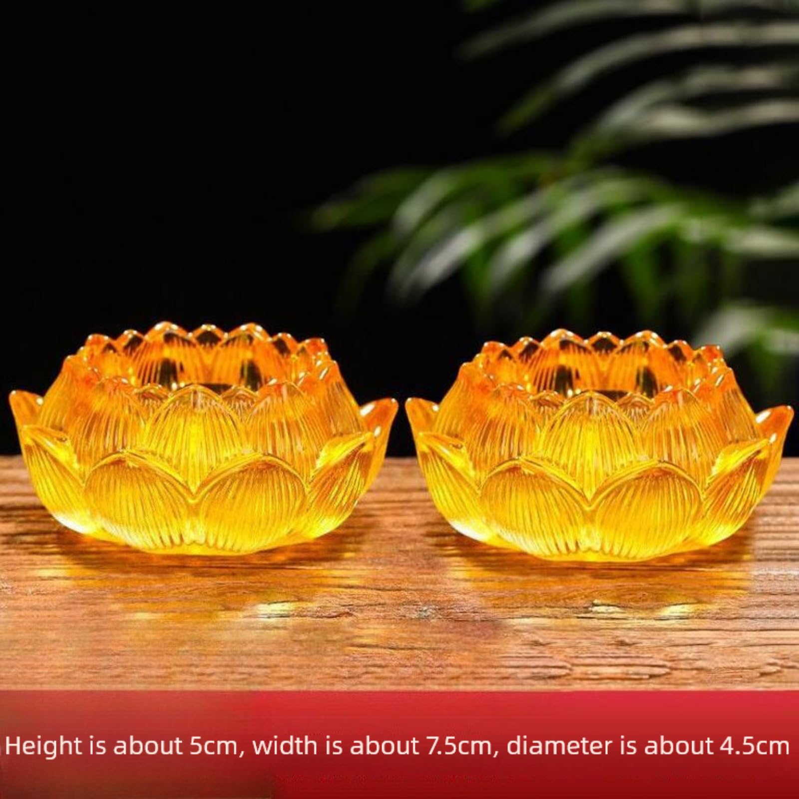 Ein Paar gelbe Lotus-Kerzenhalter mit Glasur, 7,5 cm, für den Haushalt, buddhistischer Schrein-Kerzenhalter