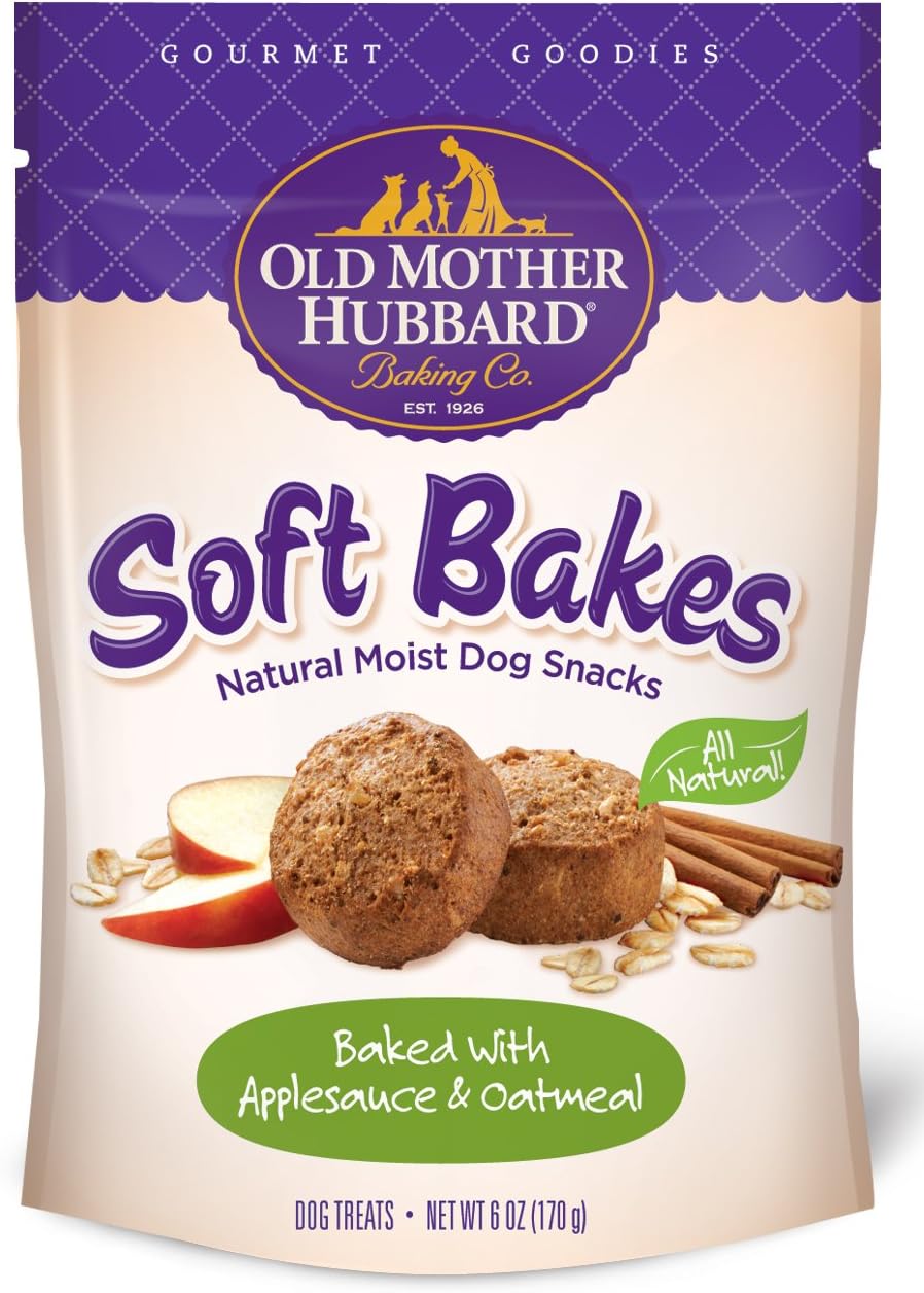 Old Mother Hubbard Gourmet Goodies Soft Bakes Natural Dog Treats, Applesauce & Oatmeal, 6-Ounce Bag