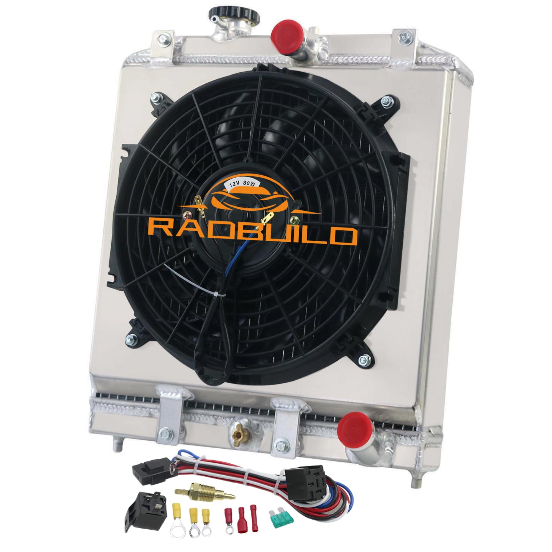 2 Row All Aluminum Radiator + Shroud + Fan + Relay Fit 92-00 Honda CIVIC EJ EK DEL SOL EG INTEGRA DB/DC US 2 Row Radiator + Fan Shroud & Relay