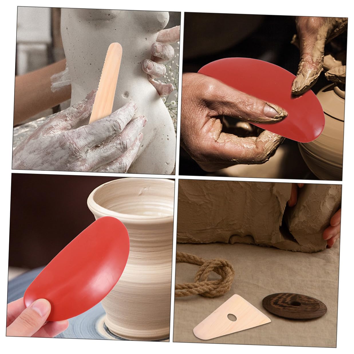 2 Juegos Juego de 8 Piezas de Herramientas para Modelado de Arcilla, 5 Cuchillas de Madera y 3 Raspadores de Goma, Kit para Esculpir Cerámica DIY, Accesorios para Manualidades y