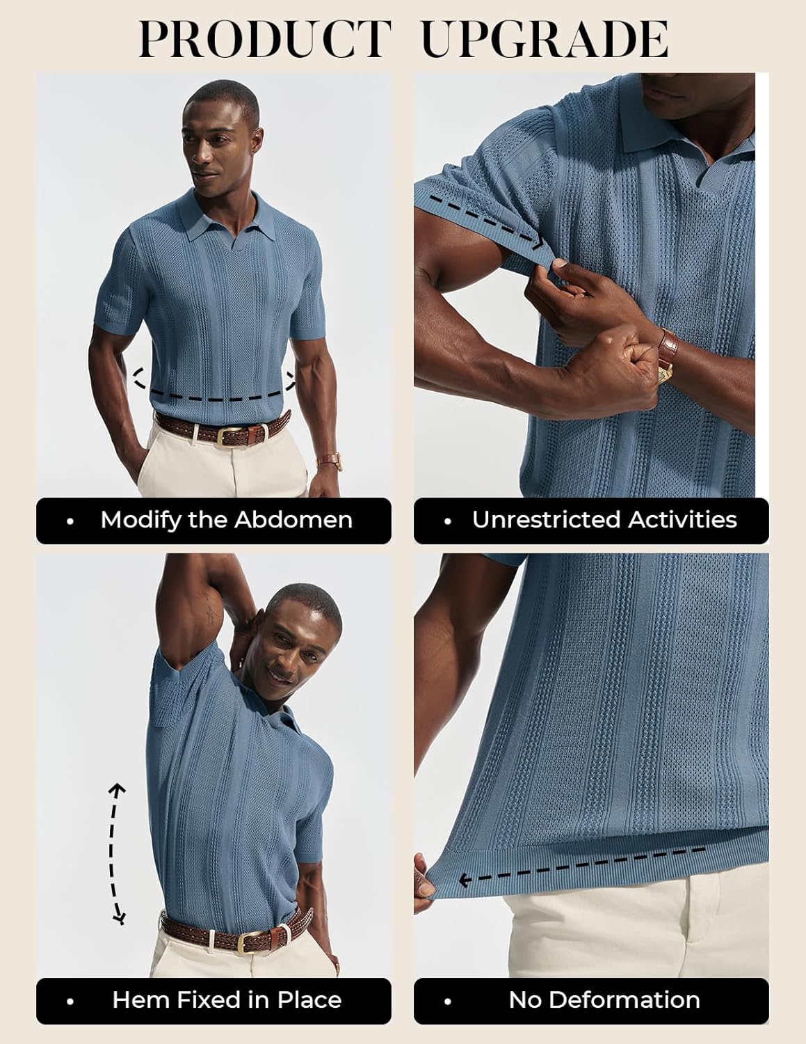 PJ PAUL JONES Mens Polo Shirts Short Sleeve V Neck Knit Shirt Casual Golf Polos - Image 5