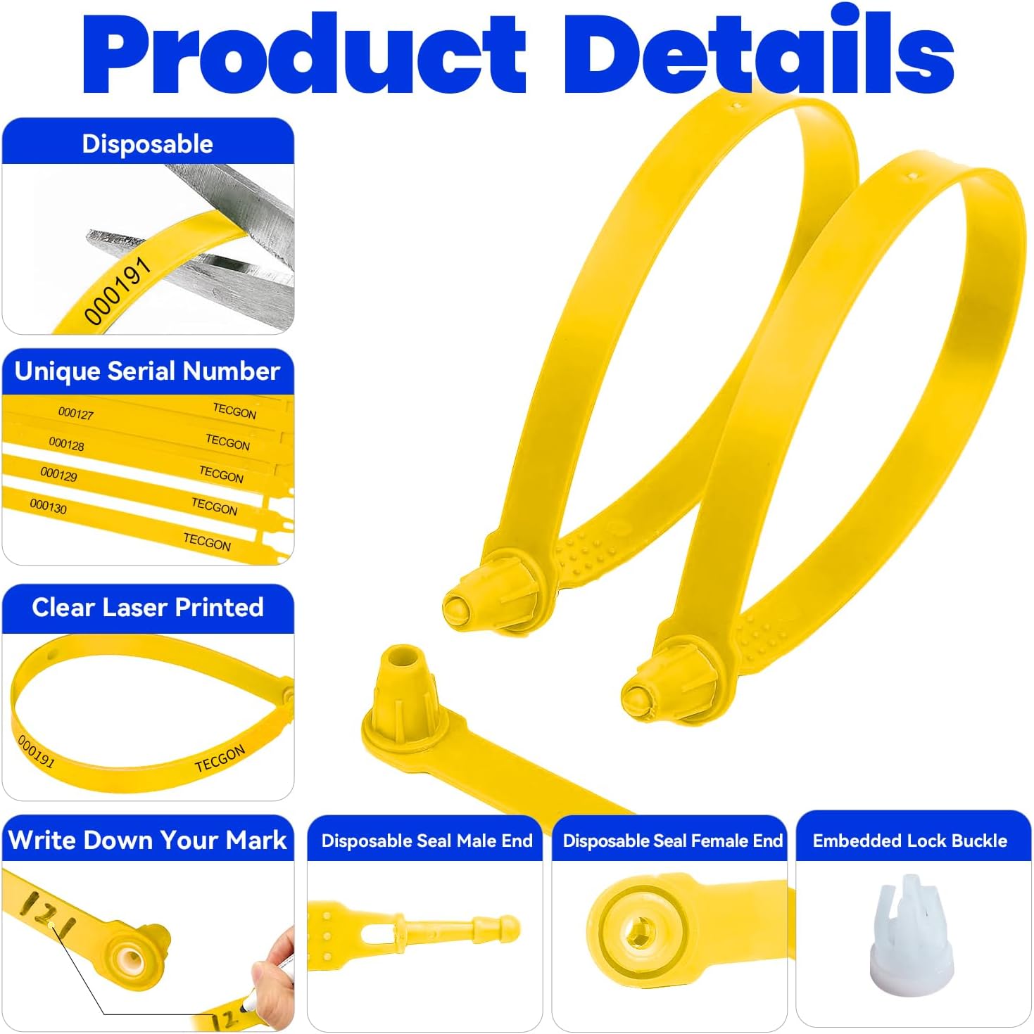 1000 Pack Plastic Tamper Seals Fire Extinguisher Tags Security Tags Seals Safety Numbered Zip Ties Labels Safety Disposable Self Locking Signage 9.84 inch Length - Image 7