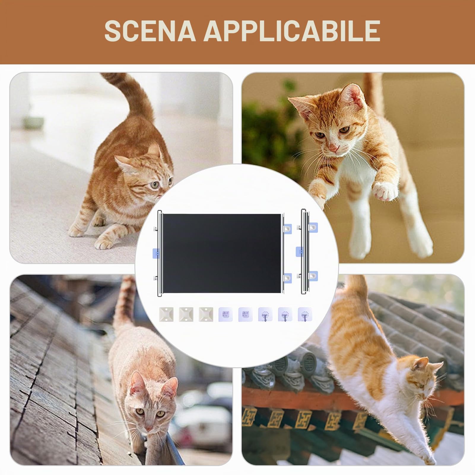 Cancelli retrattili per animali domestici senza foratura, Cancello retrattile per cani 50/58x125cm, Cancello retrattile per cani, Cancelli per cani interni, Cancello per cani in rete, Safety Safety