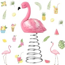 Queekay 4 Inch Pink Flamingo Ornament, Summer Mini Tree Topper Tropical Decoration for Christmas, Summer Party, Luau, Wedding, Holiday Table Centerpiece Tiered Tray Tabletop Decor